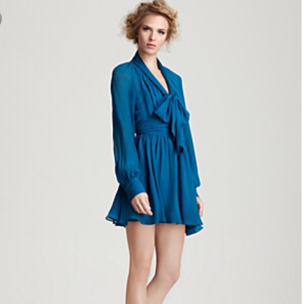 Rachel Zoe Turquoise chiffon dress in size 2